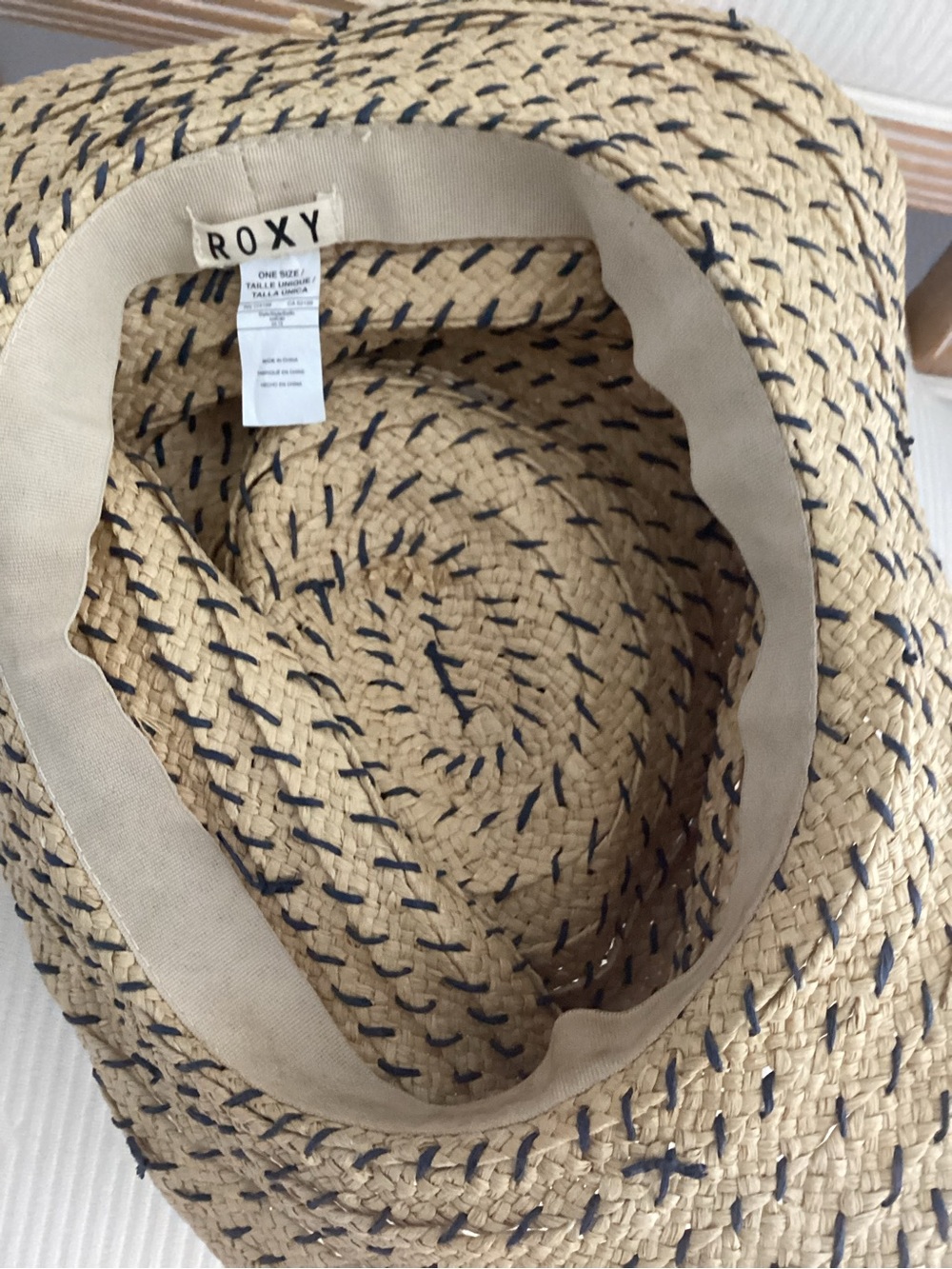 ROXY woven hat floppy hat EUC one size straw hat bead trim coastal festival - Picture 6 of 6